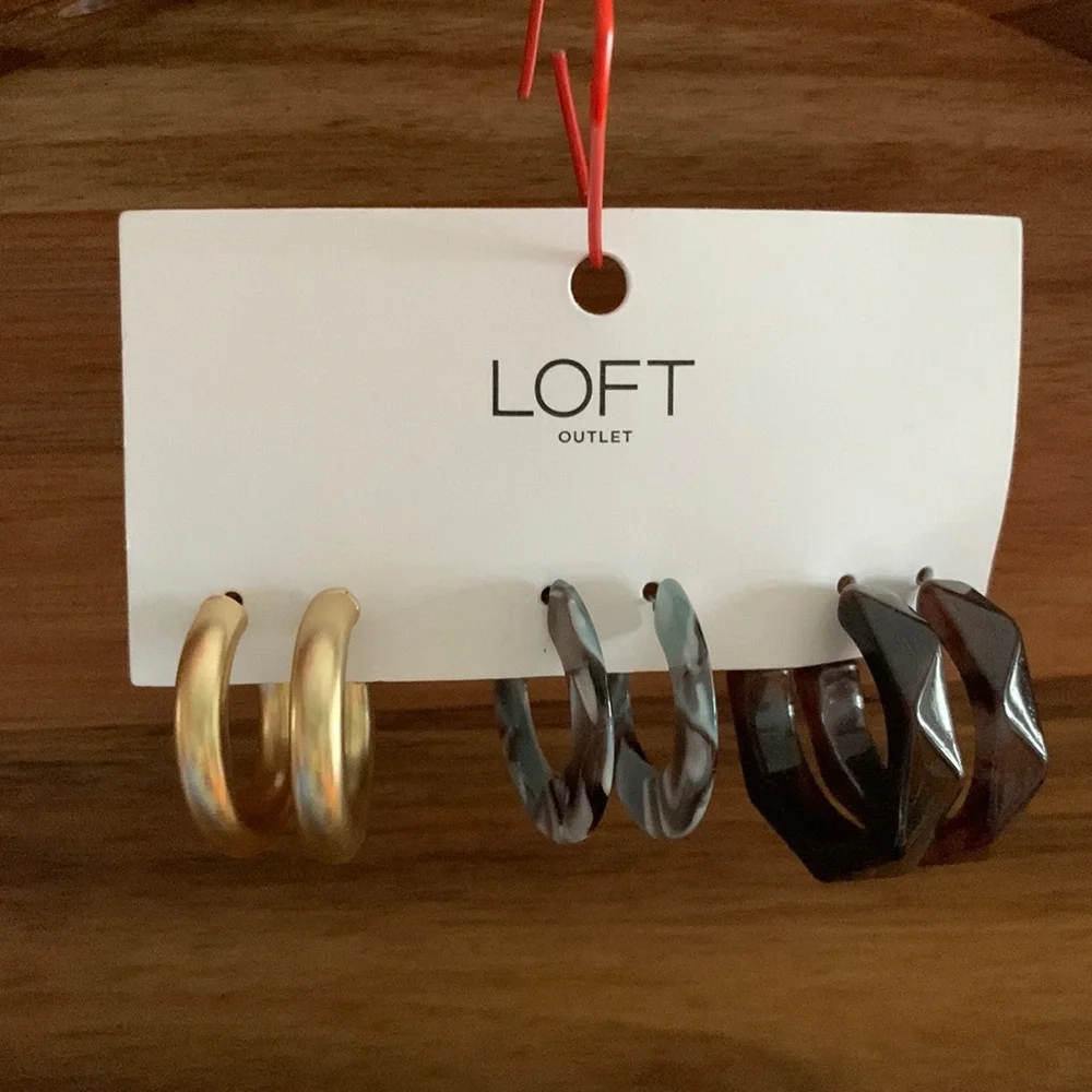LOFT Hoop & Resin Earrings Set of 3